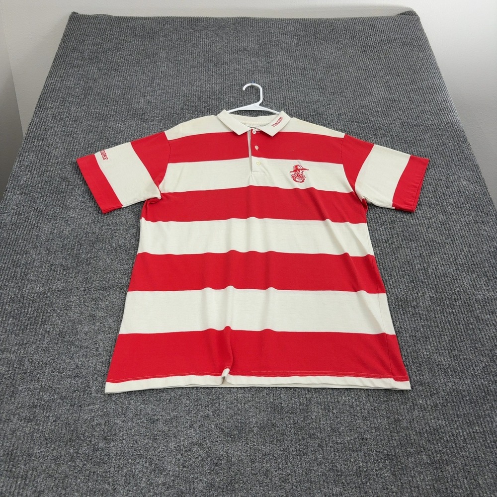 Vintage Hartwell Sports Polo Mens XL Red White Striped Commodore Frazier Preppy